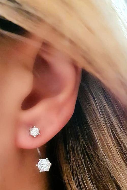 Pırlanta Işıltısında Zirkon Taşlı Gümüş Çift Earcuff Küpe