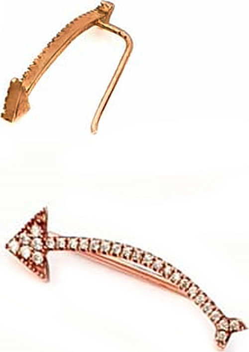 Ok Figürlü Gümüş Rose Tek Earcuff Küpe