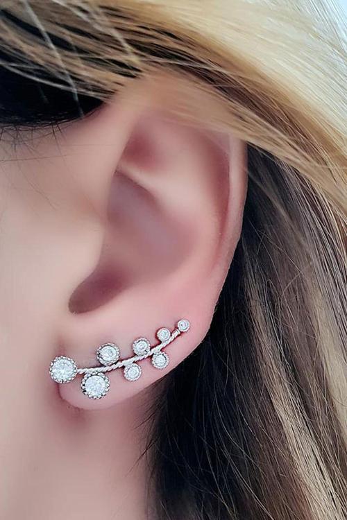 Pırlanta Işıltısında Zirkon Taşlı Gümüş Tek Earcuff Küpe