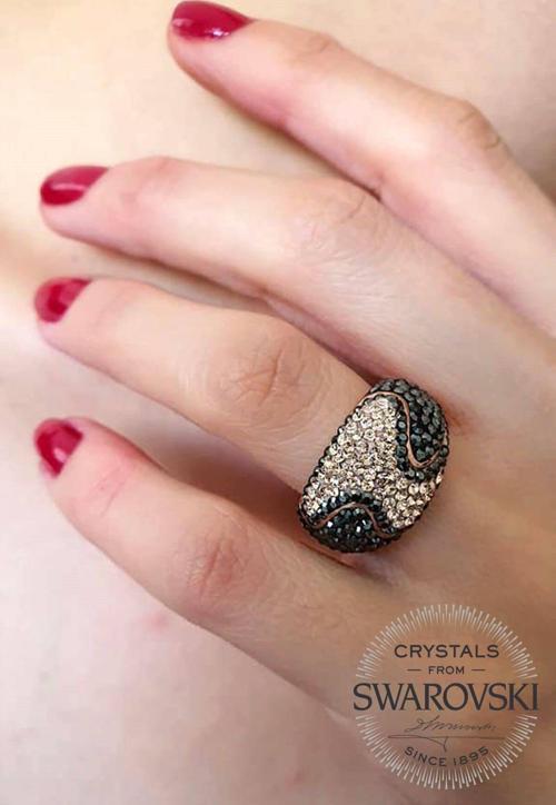 Swarovski Taşlı Gümüş Rose Yüzük