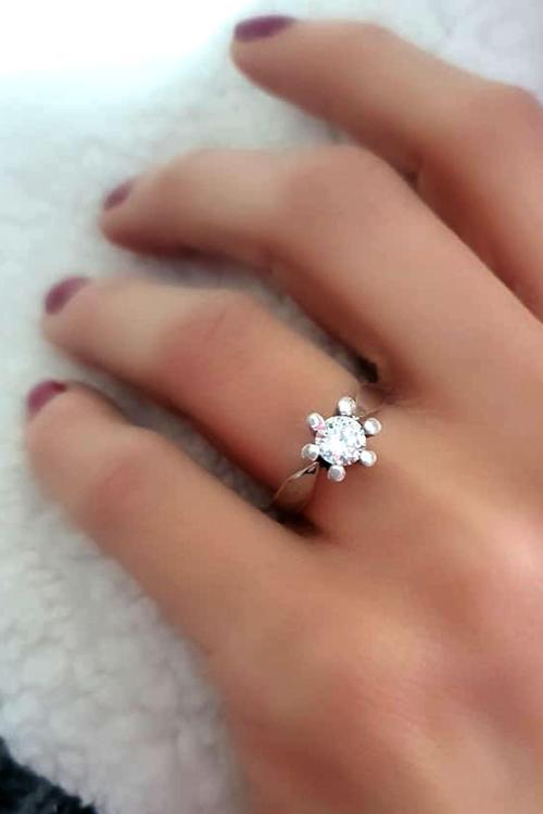 Swarovski Taşlı Gümüş Tek Taş Yüzük