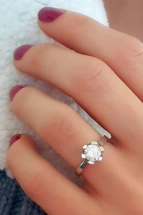 Swarovski Taşlı Gümüş Tek Taş Yüzük