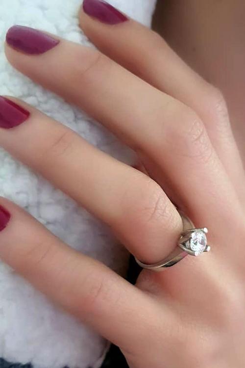Swarovski Taşlı Gümüş Tek Taş Yüzük