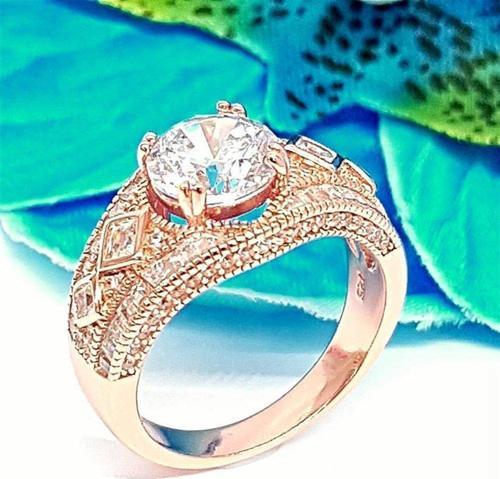 Swarovski Taşlı Rose Altın Kaplamalı Gümüş Yüzük