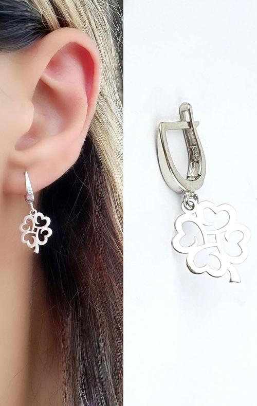 Yonca Figürlü 925 Ayar Gümüş Trend Tek Küpe