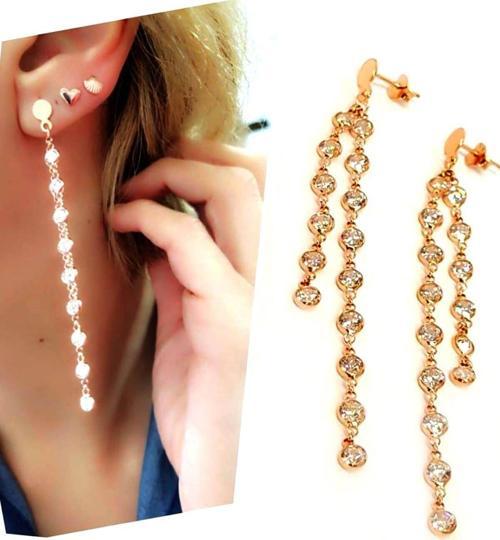 Zirkon Taşlı Trend 925 Ayar Gümüş Rose Küpe