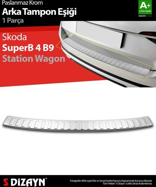 Skoda SuperB B8 Makyajlı SW Krom Arka Tampon Eşiği 2019 Üzeri