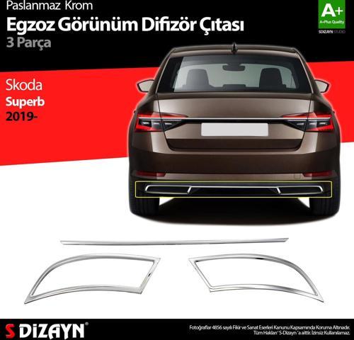 Skoda Superb Krom Egzoz Çıkışı 3 Parça Set 2020 ve Üzeri