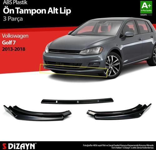 VW Golf 7 ABS Plastik Ön Tampon Alt Lip 3 Prç. 2013-2018 A+Kalite