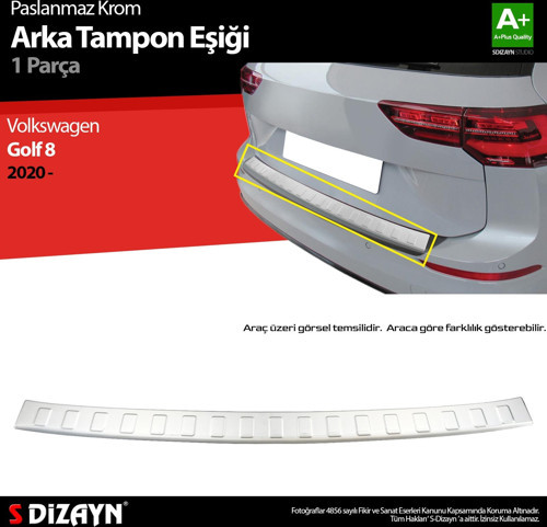 VW Golf 8 SW Krom Arka Tampon Eşiği 2020 Üzeri
