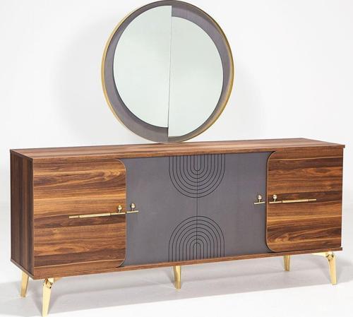 Asur Aynalı 4 Kapaklı Aynalı Konsol - Antrasit