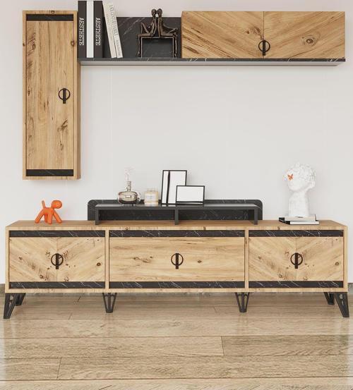 Avrupa 186X43 Üst Raflı Tv Ünitesi - Atlantik Çam