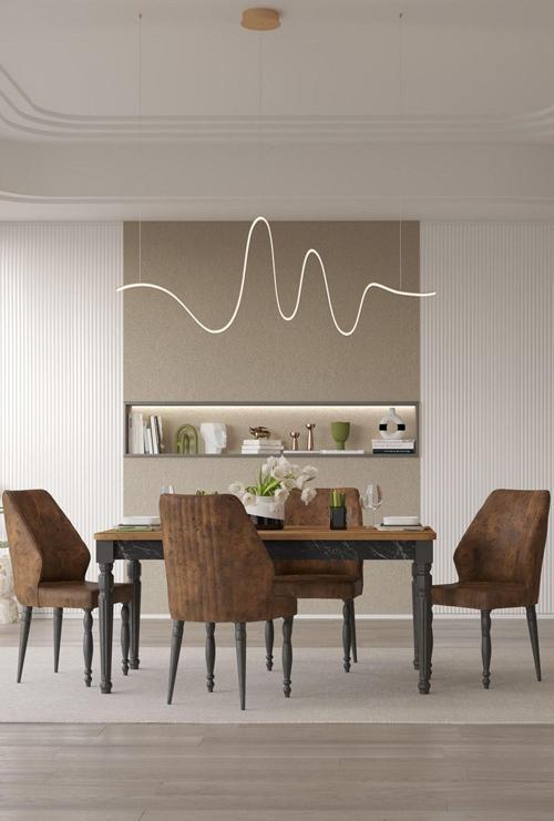 Cross 4 Sandalye 1 Sabit Masa 160X95 Yemek Masası Takımı 4 Kişilik - Lidya/Bendir