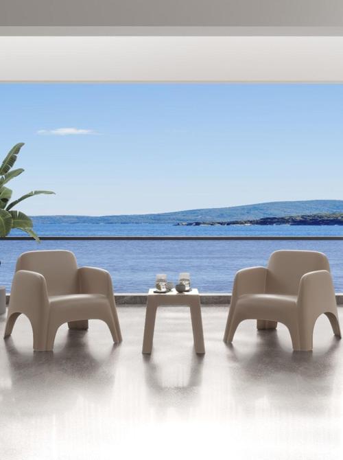 Şile Pratik Bahçe, Balkon, Teras Oturma Takımı 1-1-Sehpa Bahçe Takımı, Bahçe Mobilyası / Cappucino