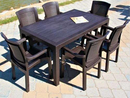 Garden Rattan Masa Set Kahverengi (Masa+6 Adet Sandalye)