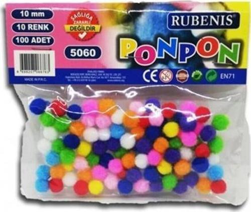 Pon Pon 10 MM 10 Renk Karşk 100 Lü Paket 10 MM Pon Pon