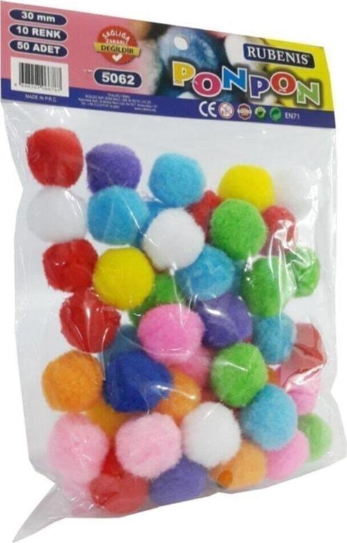Pon Pon 30 MM 10 Renk Karışık 50 Lİ 5062