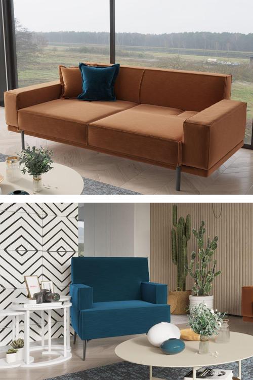 Loft 3+1 Salon&Oturma Odası Koltuk Takımı - Kiremit&Avcı Yeşili