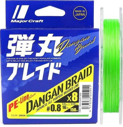 Dangan Braid 8X İp Misina PE 0.8 0.10mm 16lb/6.9kg 150mt Yeşil