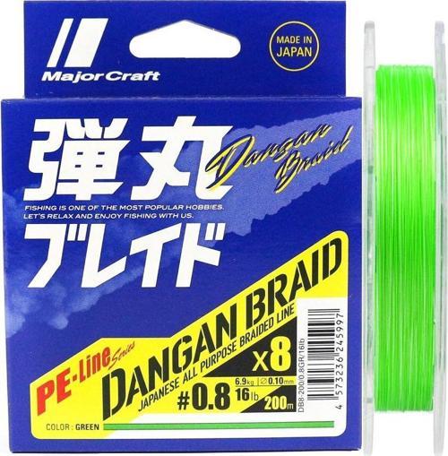 Dangan Braid 8X İp Misina PE 0.8 0.10mm 16lb/6.9kg 200mt Yeşil