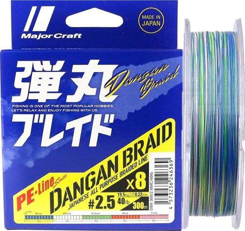 Dangan Braid 8X İp Misina PE 2.5 0.22mm 40lb/19.5kg 300mt Multi