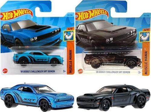2 Araç 18 Dodge Challenger SRT Demon Set Siyah & Lacivert (1/64)