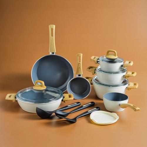 x Refika Swiss Crystal 15 Parça Tencere Seti Creamy