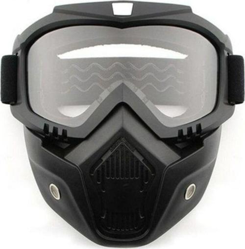 Cross Motosiklet Bisiklet Gözlüğü Açık Kask Maskesi Süngerli Bant Lastikli Jet Maske Şeffaf Camlı