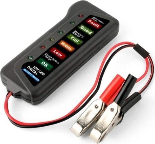 Motosiklet Akü Test Cihazı 12 Volt 6 Led Göstergeli Alternatör Durumu Motor Akü Testi