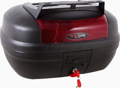 Motosiklet Arka Çanta 48 Litre Bagajlı Motor Çantası Siyah Kırmızı Reflektörlü Hammadde