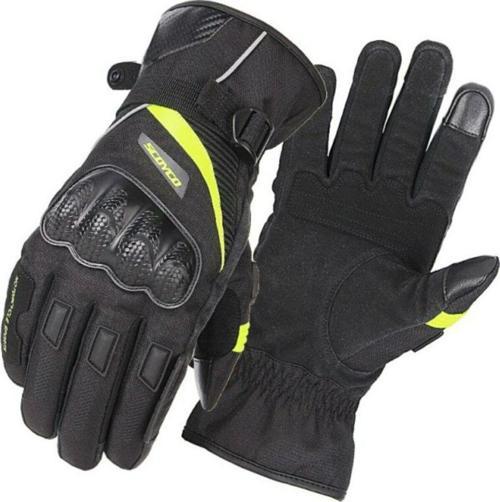 Motosiklet Eldiveni Waterproof Oxford Kumaş Kışlık Full Korumalı Tel Dokunmatik Motor Eldiven Neon