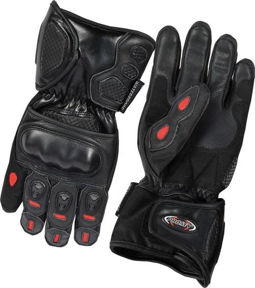 Motosiklet Kışlık Eldiven Deri Ve Cordura Kumaş Full Korumalı Deri Motor Eldiveni Siyah