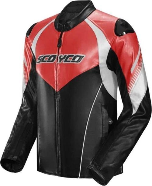 Motosiklet Montu 4 Mevsim Deri Ve Maxdura Kumaş Racing Mont Pu Leather Black-Red