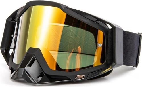 Motosiklet Motocross Gözlük Polikarbonat Lens Profesyonel Mx Atv Enduro Mtb Kross Gözlük Siyah-Sarı