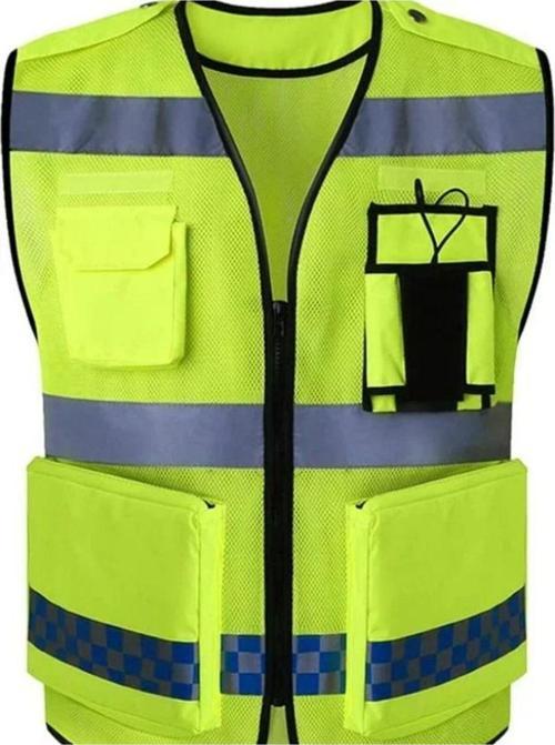 Motosiklet Reflektörlü Yelek Polyester Kumaş Çok Fonksiyonlu Cepler Motor Yelek Neon