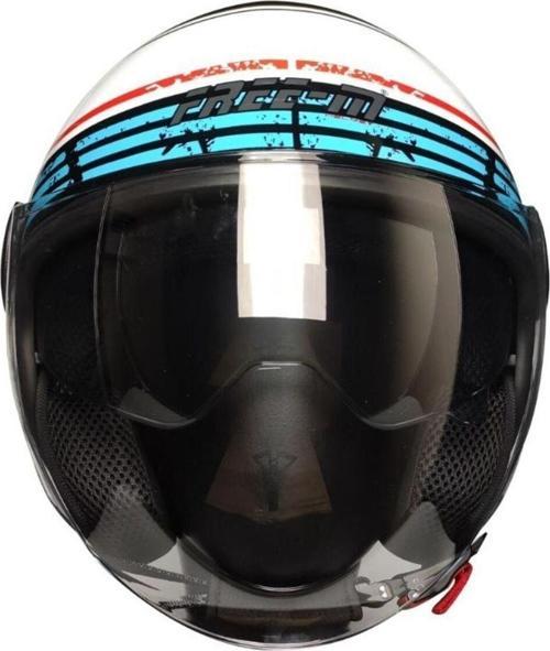Motosiklet Yarım Kask Camlı Ce Onaylı Güneş Vizörlü Motor Kaskı Retro