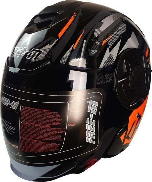 Motosiklet Yarım Kask Double Güneş Vizörlü Ece Sertifikalı Abs Material Motor Kaskı Orange Arrow