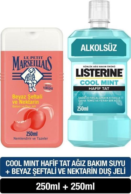 Beyaz Şeftali ve Nektarin Duş Jeli 250 ml + Listerine Cool Mint Hafif Tat 250 ml
