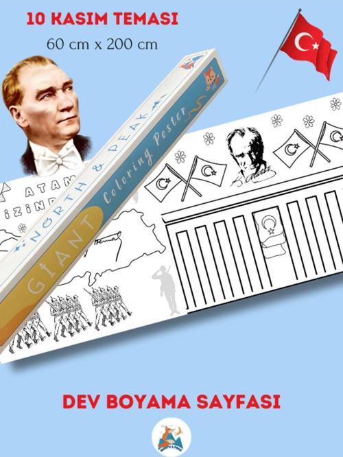 Atatürk - Dev Boyama Kağıdı- Boyama Rulosu - Büyük Boy 2 Metre Uzunluk