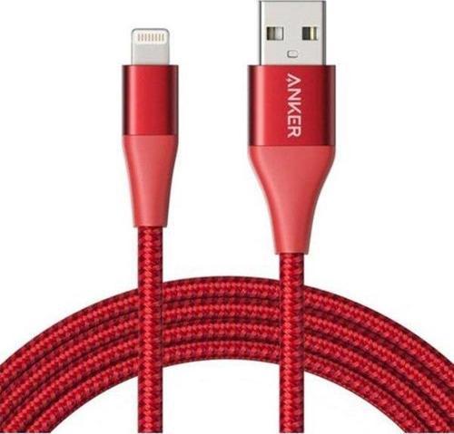 PowerLine+ Lightning Kablo 1.8 Metre iPhone Şarj/Data Kablosu MFI Lisanslı -Kırmızı  - Taşıma