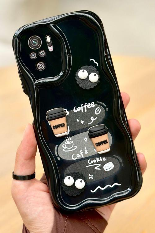 Redmi Note 10/10s  Kahve Kurabiye Desenli 3 Boyutlu Şirin Parlak Tasarım Cookie Kılıf