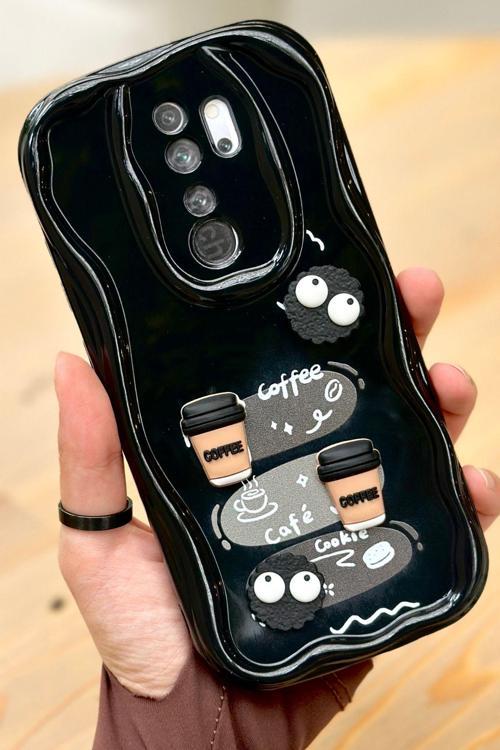 Redmi Note 8 Pro  Kahve Kurabiye Desenli 3 Boyutlu Şirin Parlak Tasarım Cookie Kılıf