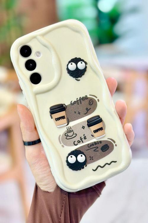 Samsung Galaxy A54  Kahve Kurabiye Desenli 3 Boyutlu Şirin Parlak Tasarım Cookie Kılıf