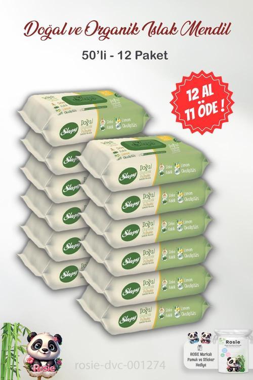 12 AL 11 ÖDE Sleepy Doğal Ve Organik Islak Mendil 50'li ve ROSIE Pamuk