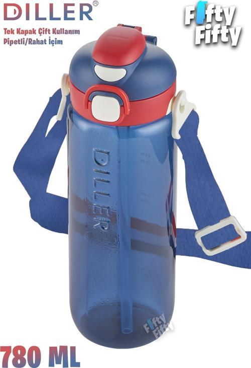 780 ml Tek Kapak Çift Kullanım Pipetli/Pipetsiz Askılı Tritan Su Matarası-FFDILLERD68-780