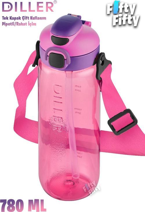 780 ml Tek Kapak Çift Kullanım Pipetli/Pipetsiz Askılı Tritan Su Matarası-FFDILLERD68-780
