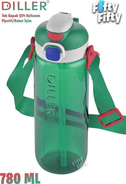 780 ml Tek Kapak Çift Kullanım Pipetli/Pipetsiz Askılı Tritan Su Matarası-FFDILLERD68-780