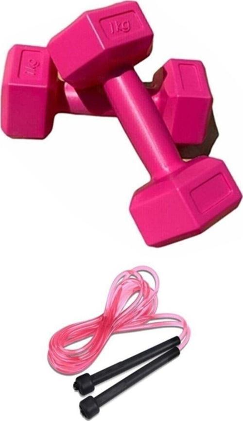 1 Kg Pembe Dambıl Ve Atlama Ipi Seti Egzersiz Seti Antrenman Seti 1 Kg 2 Adet 2 Kg Dambıl Seti