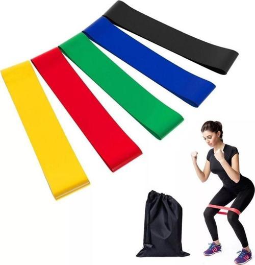 Aerobik Band Latex Aerobik Bandı Pilates Yoga Lastiği 5'Li Full Set Özel Çantalı