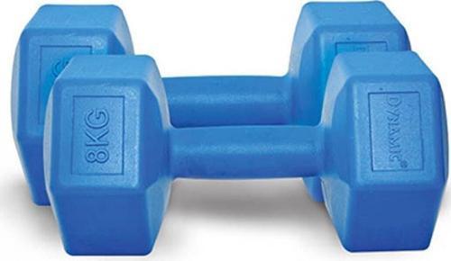 Mavi 8 Kg X 2 Adet Fitness Dambıl Ağırlık Seti 8 Kg Plastik Halter Seti
